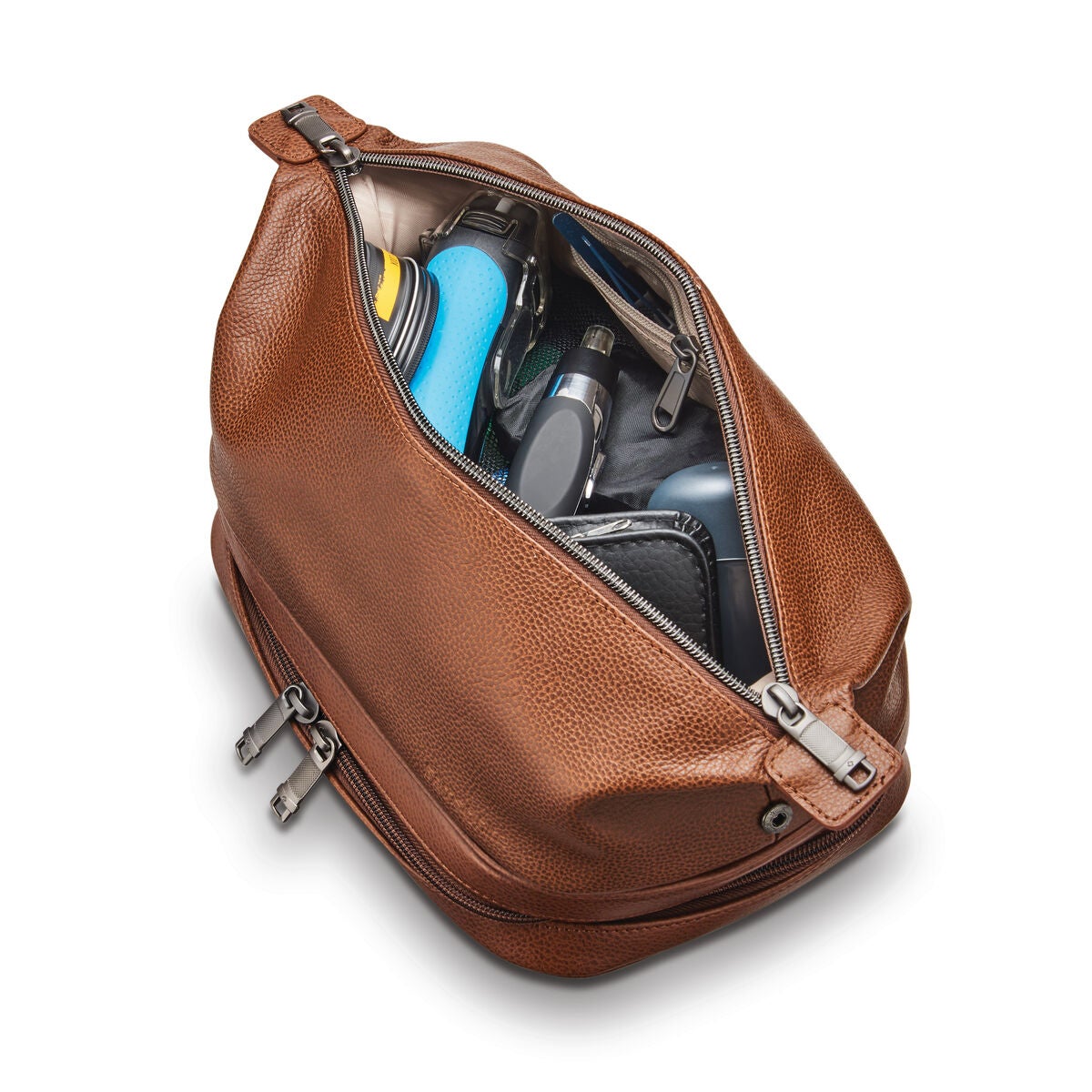 Classic Leather Zip Bottom Travel Kit