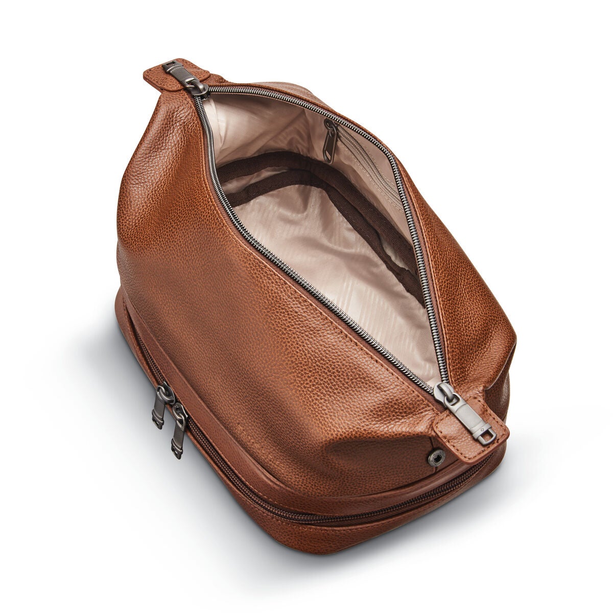 Classic Leather Zip Bottom Travel Kit