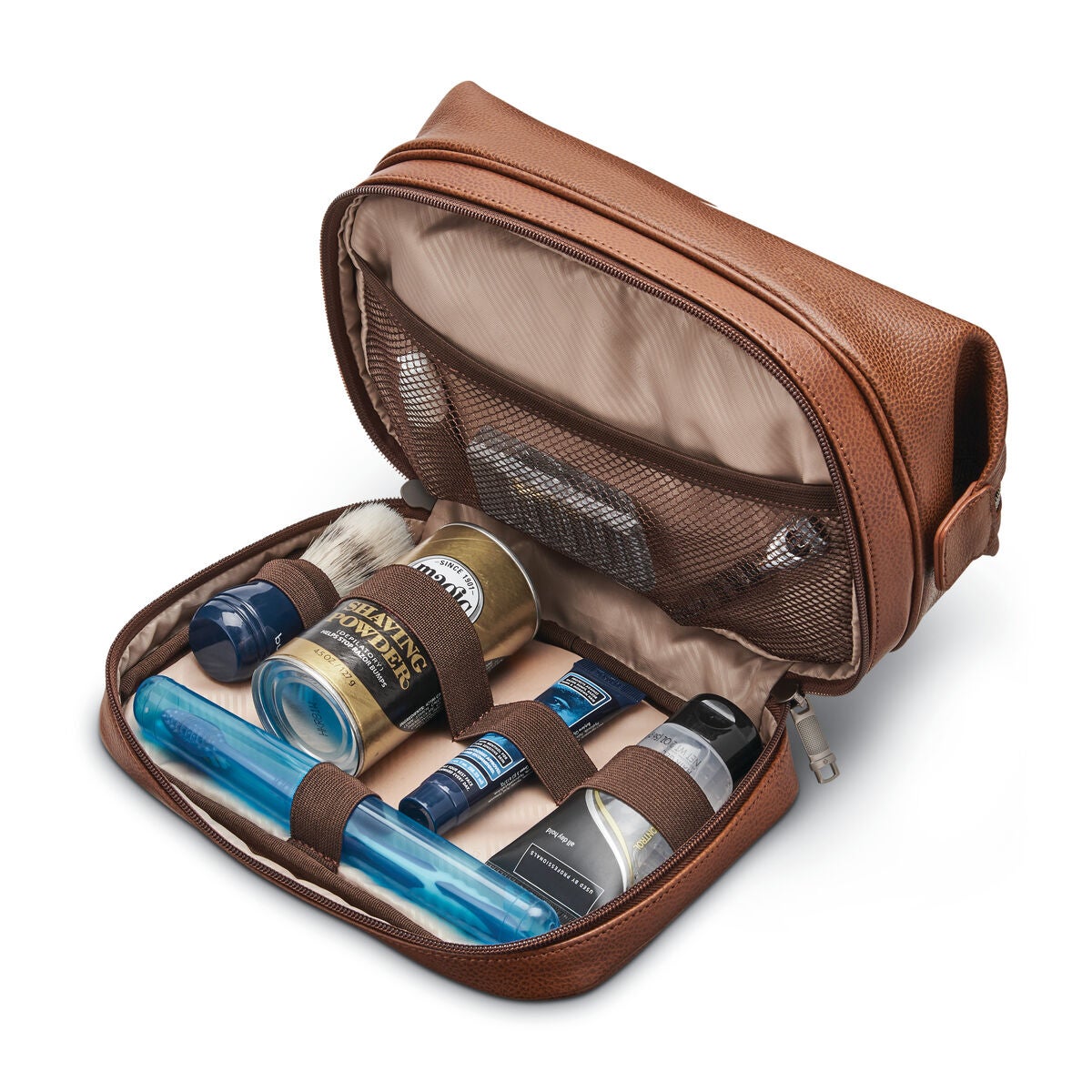 Classic Leather Zip Bottom Travel Kit